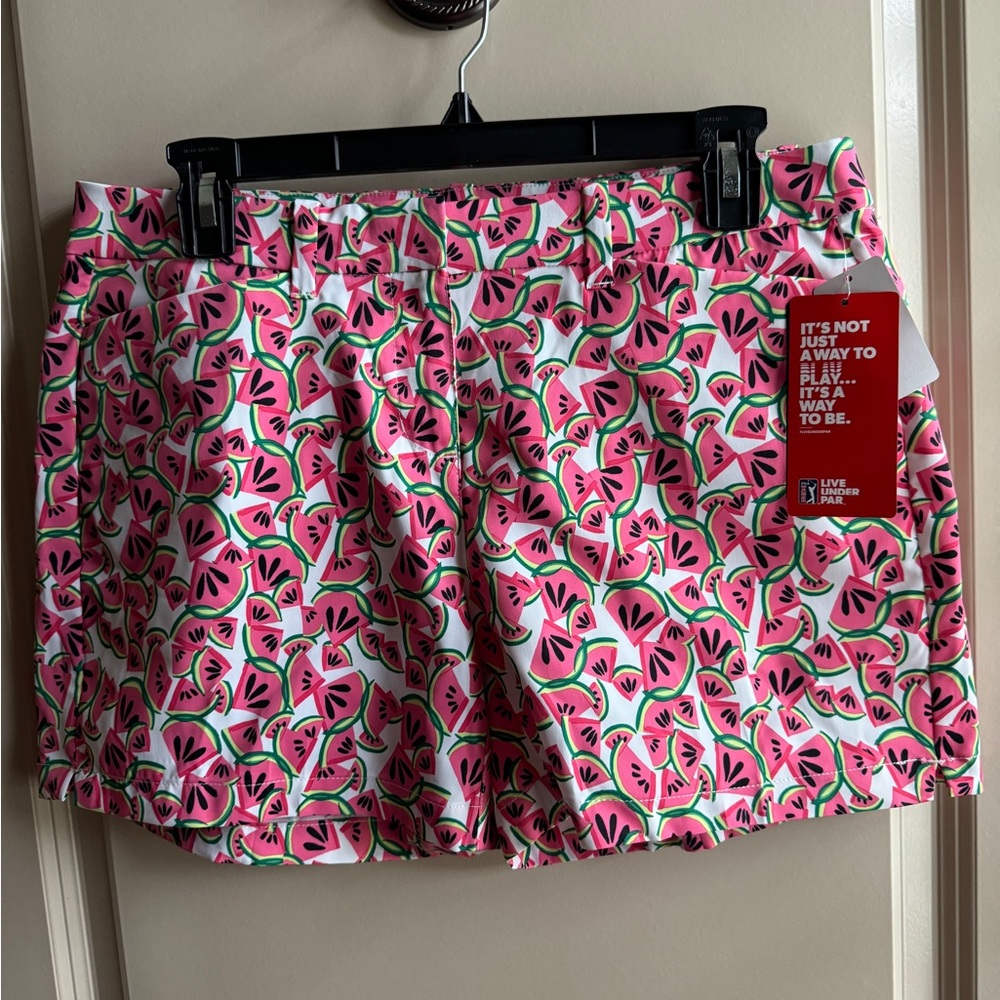PGA Tour performance shorts. Watermelon print